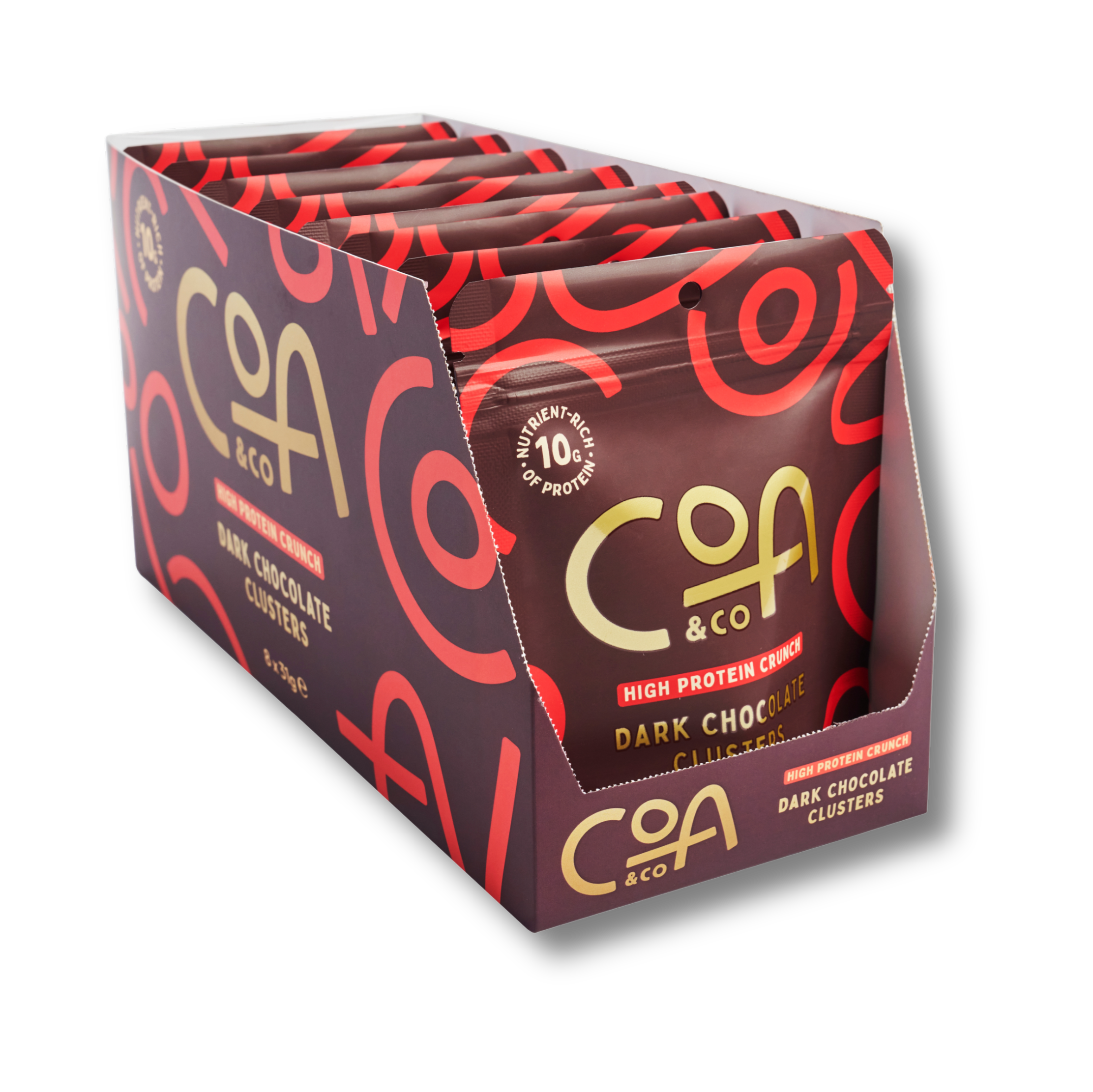 High Protein Dark Chocolate clusters, 10 x 31 gm