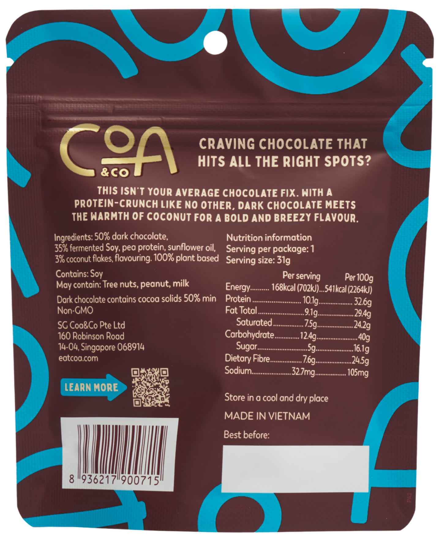 Dark Chocolate & Coconut Clusters,  31gm